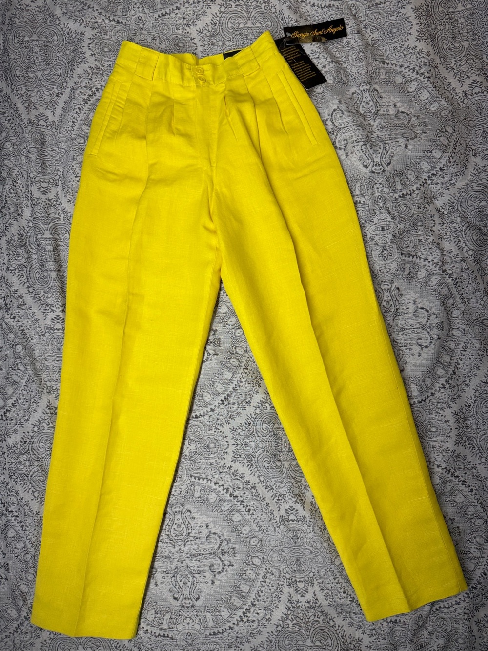 Giorgio Sant Angelo Yellow Linen Pants - Size 4